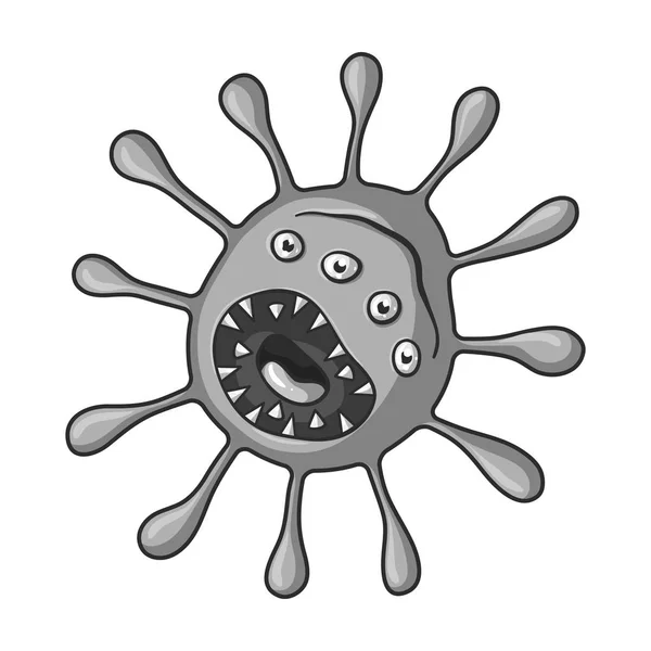 Фиолетовый вирусный значок в монохромном стиле выделен на белом фоне. Вирусы и бактерии символизируют векторное изображение . — стоковый вектор