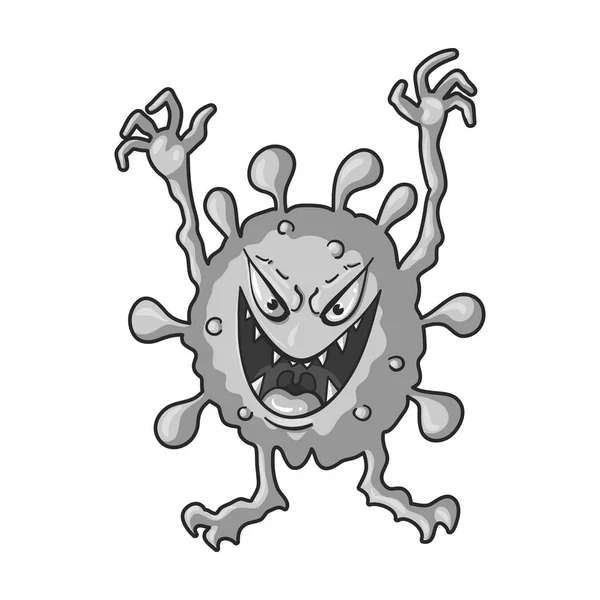 Icono de virus verde en estilo monocromo aislado sobre fondo blanco. Virus y bacterias símbolo stock vector ilustración . — Vector de stock