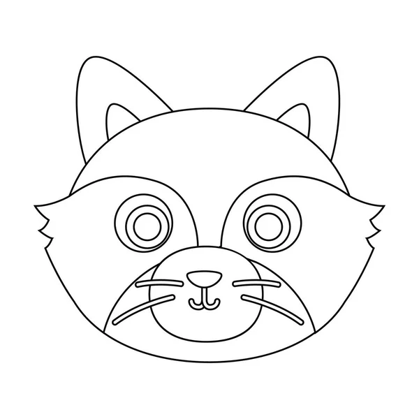 Mapache muzzle icono en estilo de contorno aislado sobre fondo blanco. Animal hocico símbolo stock vector ilustración . — Vector de stock