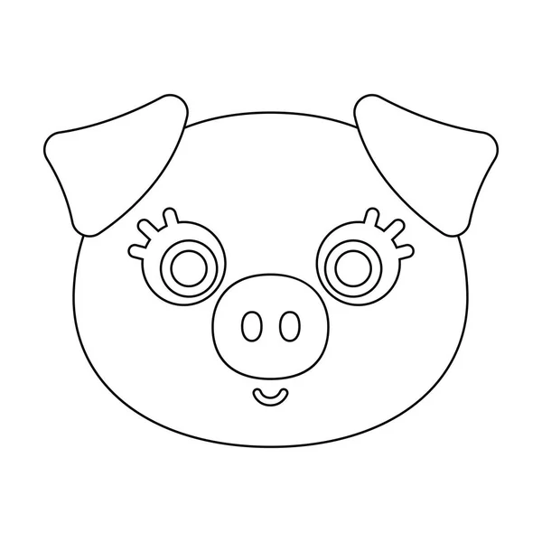 Schweineschnauze Symbol in Umriss Stil isoliert auf weißem Hintergrund. Tier Schnauze Symbol Stock Vektor Illustration. — Stockvektor