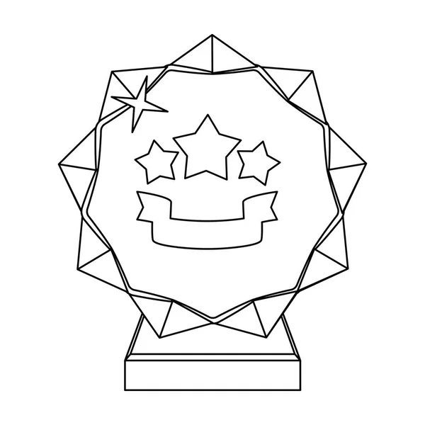 Crystal trofee in de vorm van een ster. Award voor het beste lied in de talentenjacht. Awards en trofeeën enkel pictogram in omtrek stijl vector symbool stock illustratie. — Stockvector