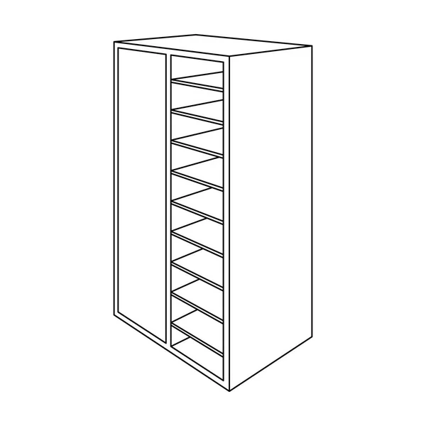 En brun trä bokhylla med många böcker på sina hyllor. Hemmabibliotek. Älskar att läsa. Stor brun bokhylla. Sovrum möbler enda ikon i disposition stil vektor symbol stock illustration. — Stock vektor