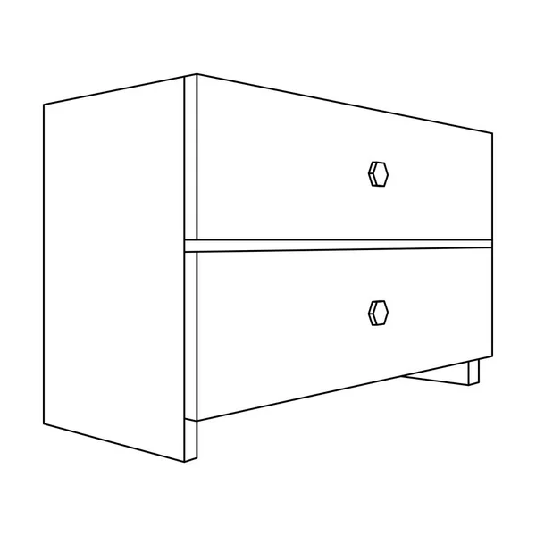 Table de chevet blanche avec deux tiroirs. Accessoires de chambre pour toutes sortes de choses. Meubles de chambre icône unique dans le style contour vectoriel symbole illustration de stock . — Image vectorielle