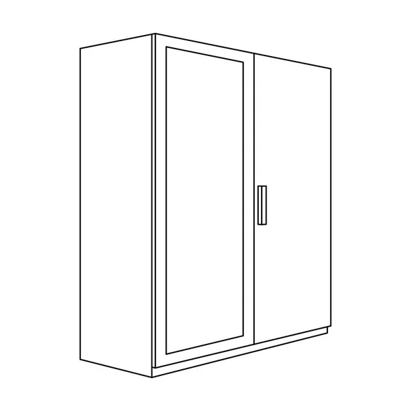 Un pequeño armario con un espejo limpio.Muebles de dormitorio icono único en el estilo de contorno símbolo vectorial stock illustration . — Archivo Imágenes Vectoriales
