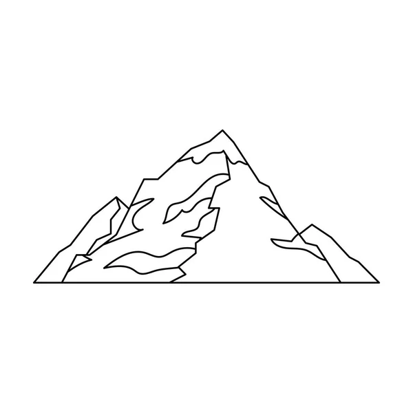 Montaña de hielo cubierta de nieve. Una montaña para esquiar. Diferentes montañas icono único en el estilo de contorno símbolo vectorial stock illustration . — Archivo Imágenes Vectoriales
