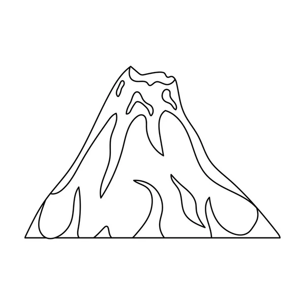 Ateşli bir volkan. Bir dağ bir volkanik patlama olduğu. Anahat stili vektör simge stok çizim simgesini farklı dağlar tek. — Stok Vektör