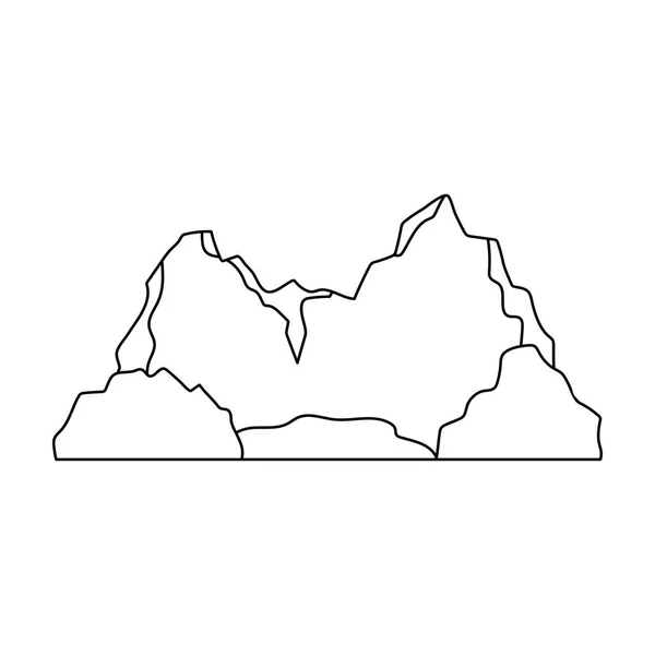 Блакитна гора, під якою тече річка. Різні гори єдина іконка в контурному стилі Векторні символи стокової ілюстрації . — стоковий вектор