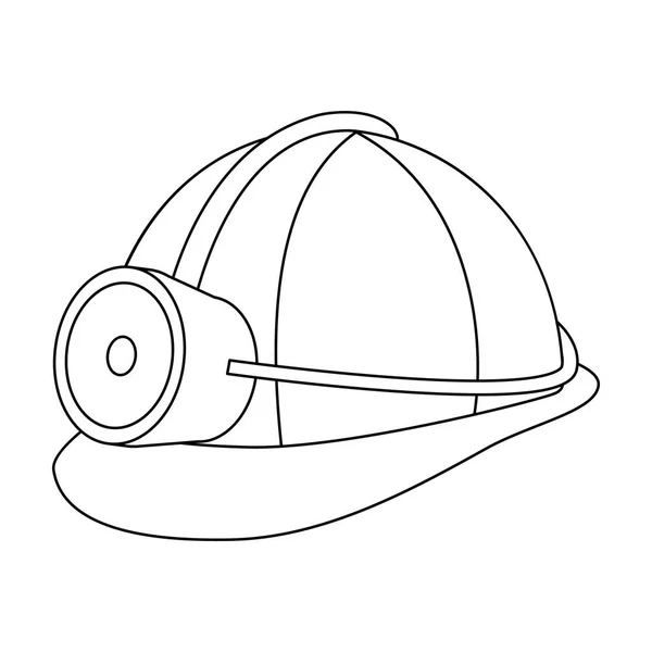 The helmet of a miner with a flashlight.Gear digger for protection from stones.Mine Industry single icon in outline style vector symbol stock illustration. — Stock Vector