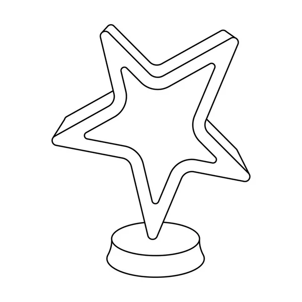 Gouden award in de vorm van een ster. De prijs voor beste rol in een actiefilm. Film awards één pictogram in omtrek stijl vector symbool stock illustratie. — Stockvector