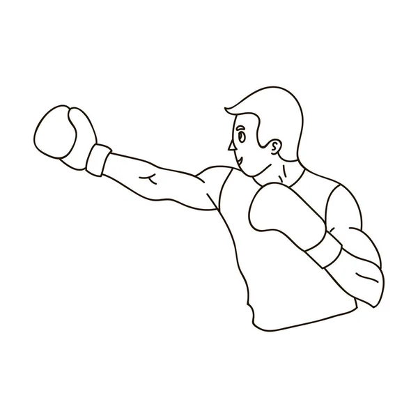 Brauner Boxer in Boxhandschuhen. Der olympische Sport des Boxens. Olympische Sportarten einzige Ikone in Umriss Stil Vektor Symbol Stock Illustration. — Stockvektor