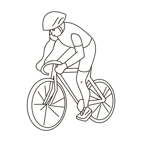 Un athlète avec un casque chevauchant son vélo sur le terrain.Cyclisme. Sport olympique icône unique dans le schéma de style vectoriel symbole illustration stock . — Image vectorielle