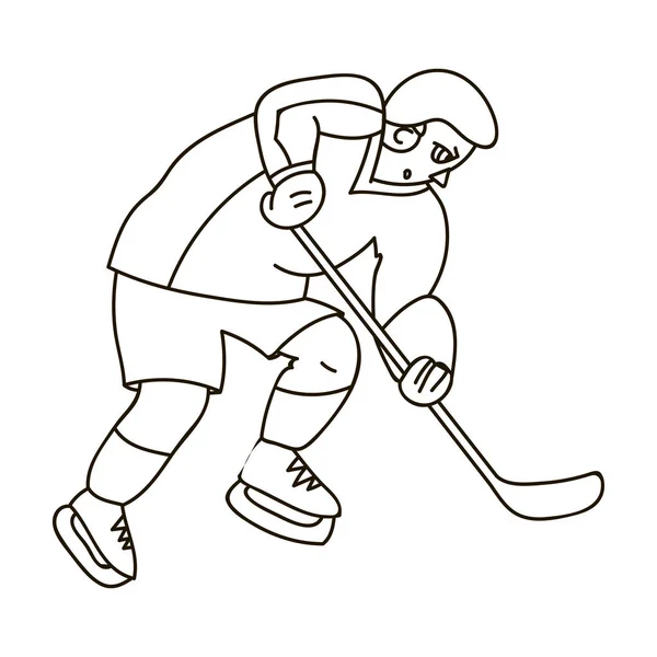 Hockeyspieler in voller Ausrüstung mit einem Stock hockey.winter olympic sport.olympic sports single icon in outline style vector symbol stock illustration. — Stockvektor