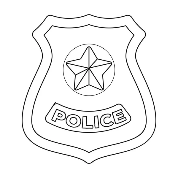 Icono de insignia policial en estilo de esquema aislado sobre fondo blanco. Policía símbolo stock vector ilustración . — Vector de stock