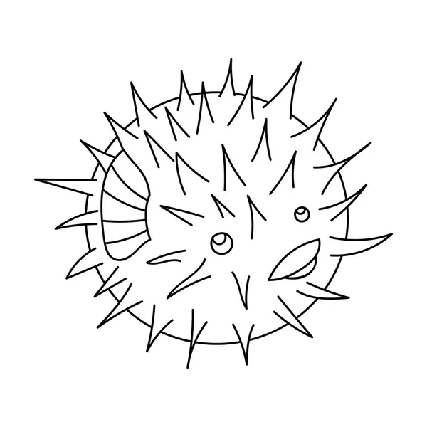 Porcupine icône de poisson dans le style contour isolé sur fond blanc. Illustration vectorielle du stock de symboles animaux marins . — Image vectorielle