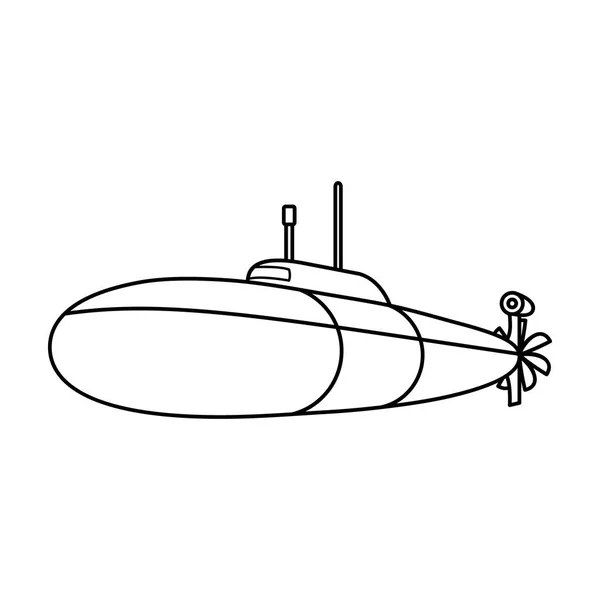 Nero sottomarino militare.Barca per il nuoto sott'acqua.Nave e acqua trasporto singola icona in stile contorno vettore simbolo stock illustrazione . — Vettoriale Stock