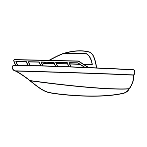 青い金属ボート。警察のボート。水の輸送を意味します。アウトライン スタイル ベクトル シンボル ストック イラストの船と水輸送の単一アイコン. — ストックベクタ