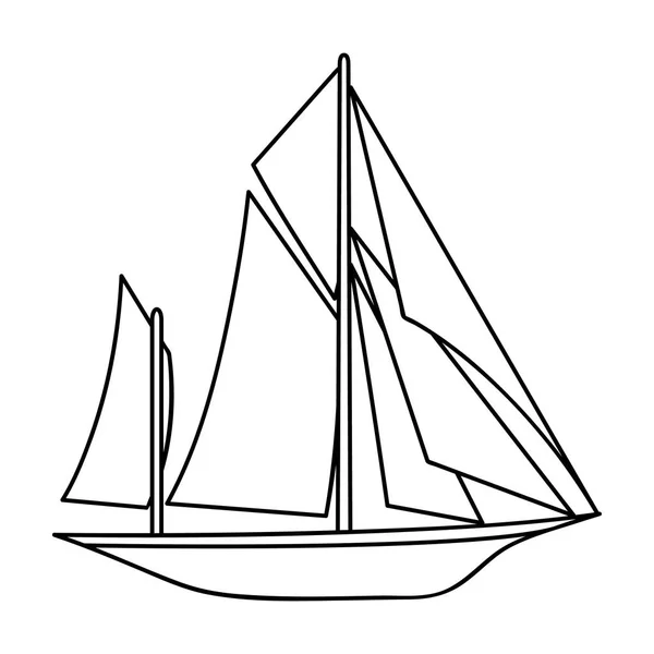 Урожай човен дослідників. Вітрильник, на якому Старовинні люди їздили по Earth.Ship і води транспорту одну піктограму структури стиль вектор символ запас ілюстрації. — стоковий вектор