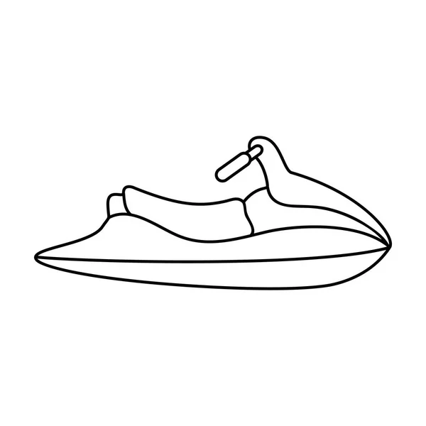 滑板车水为娱乐的。两人的水路运输。船和水运输单个图标在大纲样式矢量符号股票图. — 图库矢量图片