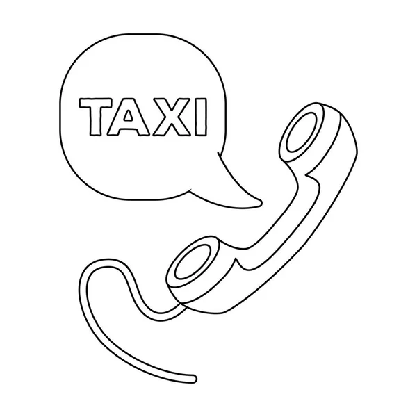 Жовтий телефон з шнуром, щоб викликати піктограму таксі станції таксі в контурному стилі Векторні символи стокової ілюстрації . — стоковий вектор