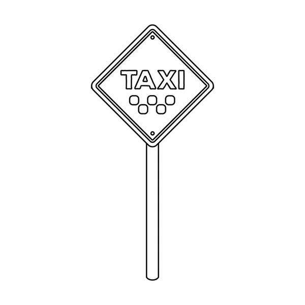 Taxi road stoppskylt. Parkering zon för gul taxi. Taxi station enda ikon i disposition stil vektor symbol stock illustration. — Stock vektor