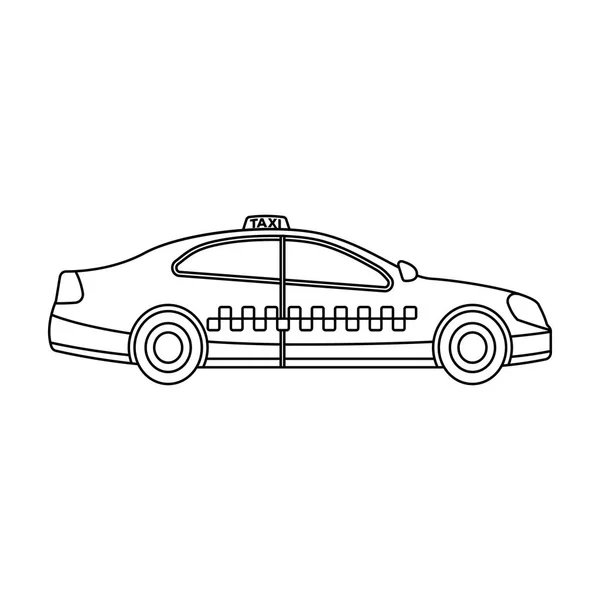 Taxi amarillo coche en perfil. estación de taxi de transporte para los pasajeros. Taxi station single icon in outline style vector symbol stock illustration — Vector de stock