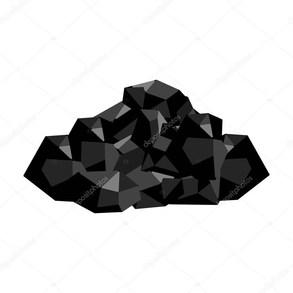 Black minerals from the mine.Coal, which is mined in the mine.Mine Industry single icon in monochrome style vector symbol stock illustration.