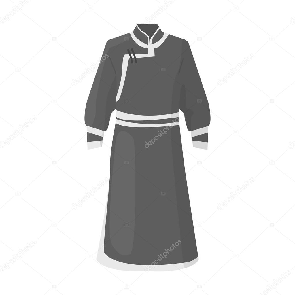 Blue Bathrobe of Mongolians.Fragment nominalnog clothes of Mongolia.Mongolia single icon in monochrome style vector symbol stock web illustration.