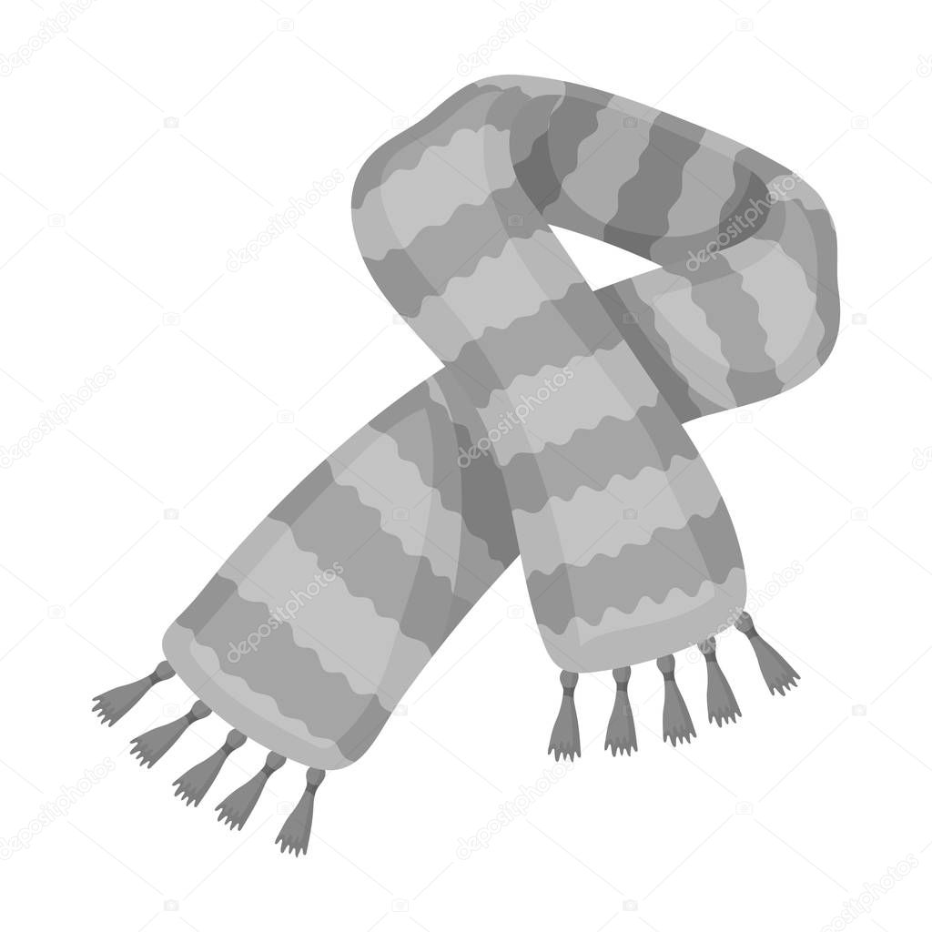 Yellow striped wool scarf.Scarves and shawls single icon in monochrome style vector symbol stock web illustration.