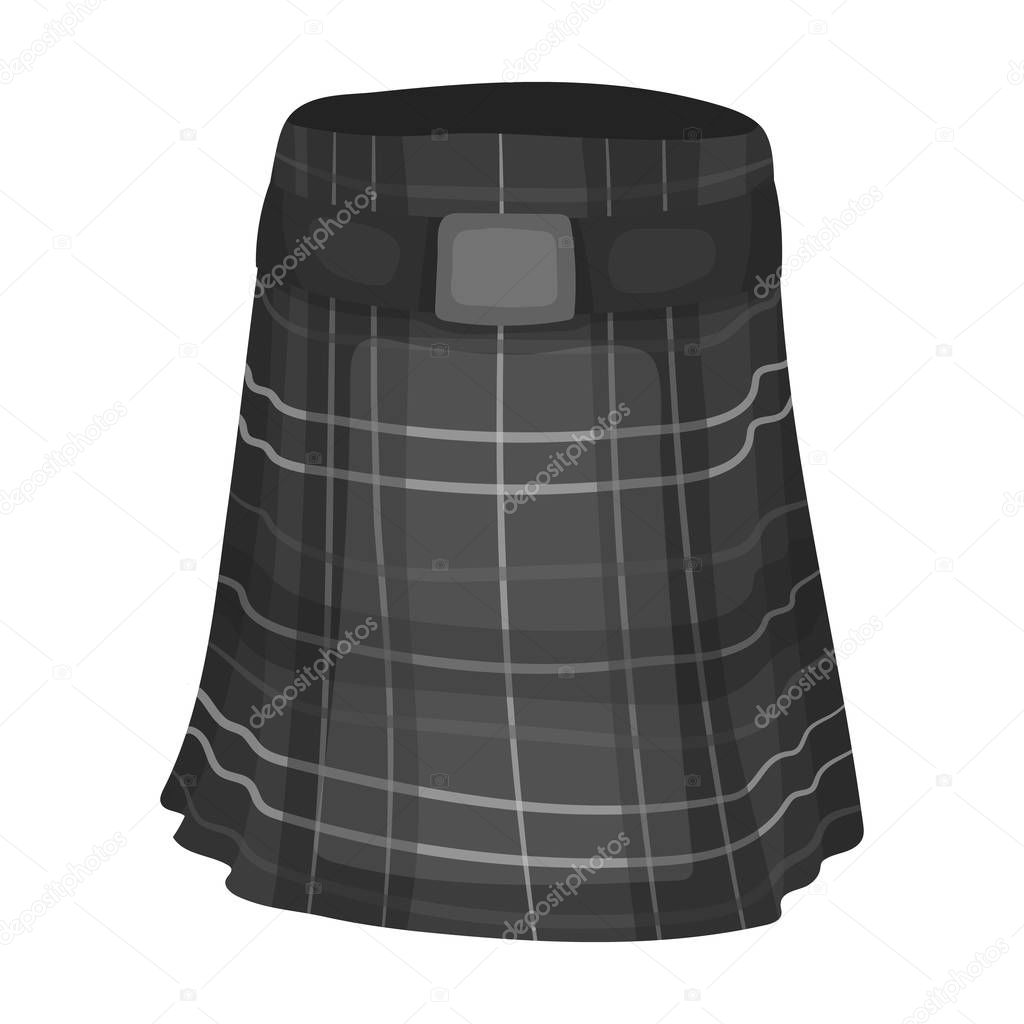 Kilt icon in monochrome design isolated on white background. Scotland country symbol stock vector illustration.