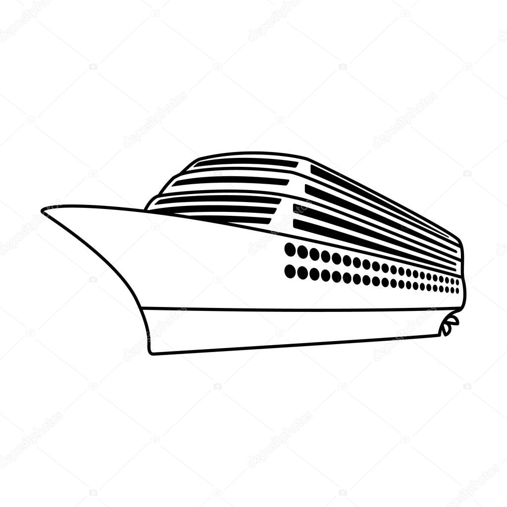 A huge cruise liner.Vehicle for travelling over long distances to a huge number of people.Ship and water transport single icon in outline style vector symbol stock illustration.