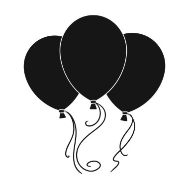 Mavi pembe ve sarı balonları çocuklar için. Eğlence Parkı çocuk s oyuncaklar. Eğlence Parkı tek simge siyah stil vektör simge stok çizimde.