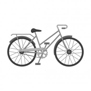 Yeşil kadın bisiklet çerçeve bir tırpan ile. Tek renkli stil vektör simge stok çizimde farklı Bisiklet tek simge.