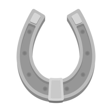 Atlar için metal bir at nalı. Atların toynakları korumak için ayakkabı. Çiftlik ve tek renkli tarzı Bahçe tek simge simge stok illüstrasyon vektör.