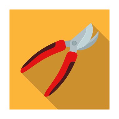 Bahçe makası çalılar kesmek için. Makaslar, şube ve sopa için. Çiftlik ve düz tarzı Bahçe tek simge simge stok illüstrasyon vektör.