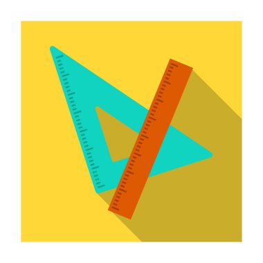 Cetvel ve üçgen. Okul çizim için aygıt. Okul ve eğitim tek simge düz stil vektör simge stok çizimde.