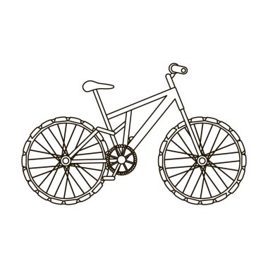 Dağ bisikleti. Yokuş aşağı dağlardan Bisiklete binme. Anahat stili vektör simge stok çizimde farklı Bisiklet tek simge.
