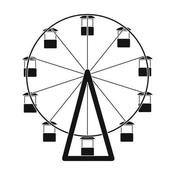 The wheel is in the amusement park. Slow attraction to explore the city.Amusement park single icon in black style vector symbol stock illustration. — Stock Vector