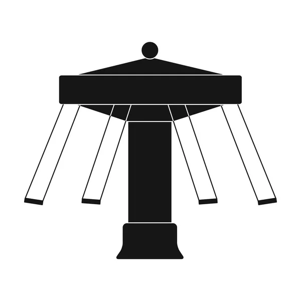 Karusell med platser på kedjor för barn. Nöjespark. Nöjesparken enda ikon i svart stil vektor symbol stock illustration. — Stock vektor