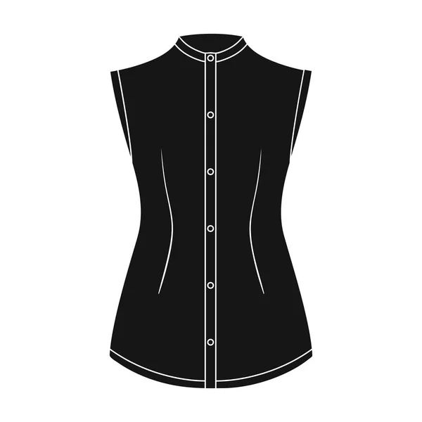 Camisa bege botão para baixo sem mangas para a menina. Vestido casual style.Women vestuário único ícone em estilo preto símbolo vetorial ilustração stock . — Vetor de Stock