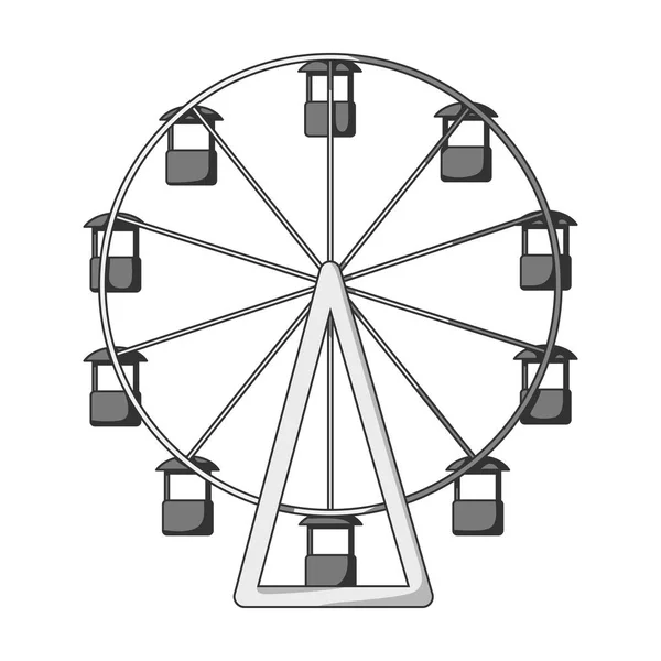 La rueda está en el parque de diversiones. Atracción lenta para explorar la ciudad.Parque de atracciones icono único en el estilo monocromo vector símbolo stock illustration . — Archivo Imágenes Vectoriales