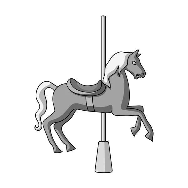 Carrusel para niños. Caballo en el polo para riding.Amusement parque único icono en el estilo monocromo vector símbolo stock illustration . — Archivo Imágenes Vectoriales