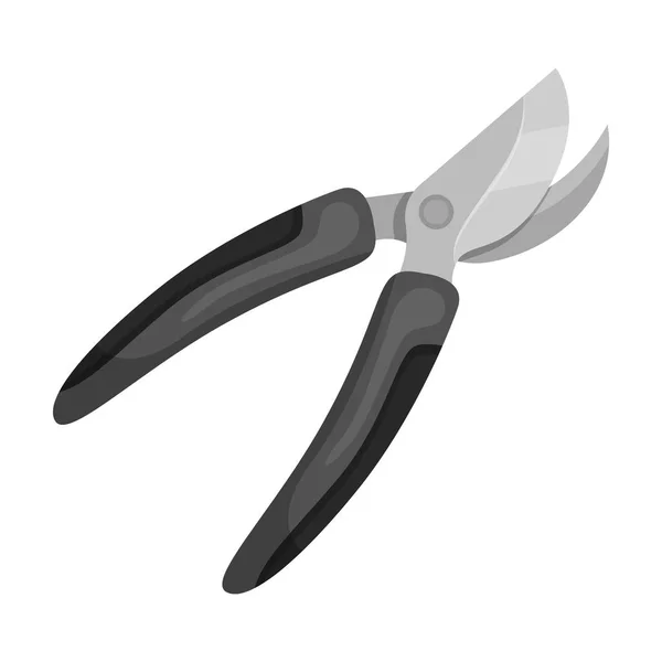 Garden shears for hacking shrubs. Scissors for branches and sticks.Farm and gardening single icon in monochrome style vector symbol stock illustration. — Stock Vector