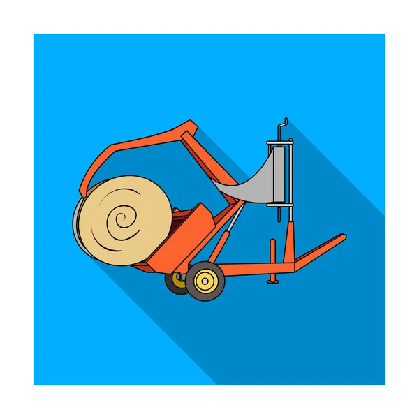 Moderne landwirtschaftliche Maschinen für Heu und Walzkreise. Landmaschinen einzigen Symbol im flachen Stil Vektor Symbol Stock Illustration. — Stockvektor