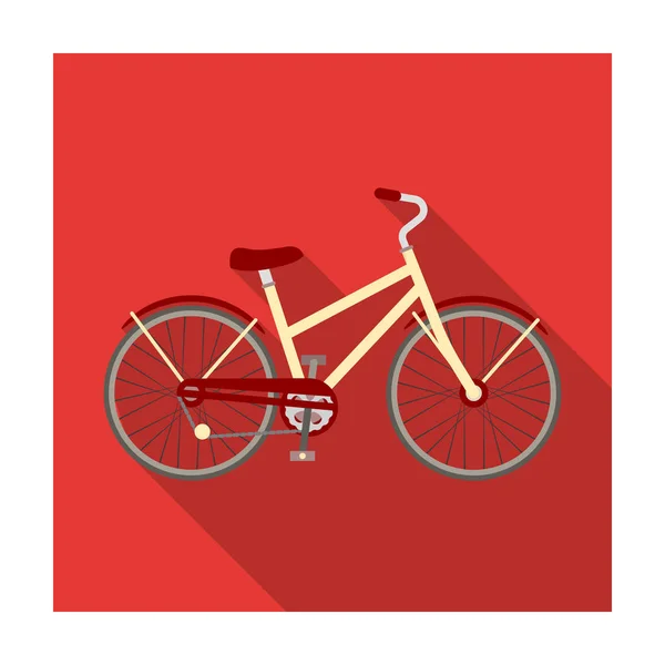 Bicicleta de mulher rural. O veículo de um estilo de vida saudável.Ícone único de bicicleta diferente na ilustração de estoque de símbolo de vetor de estilo plano . — Vetor de Stock