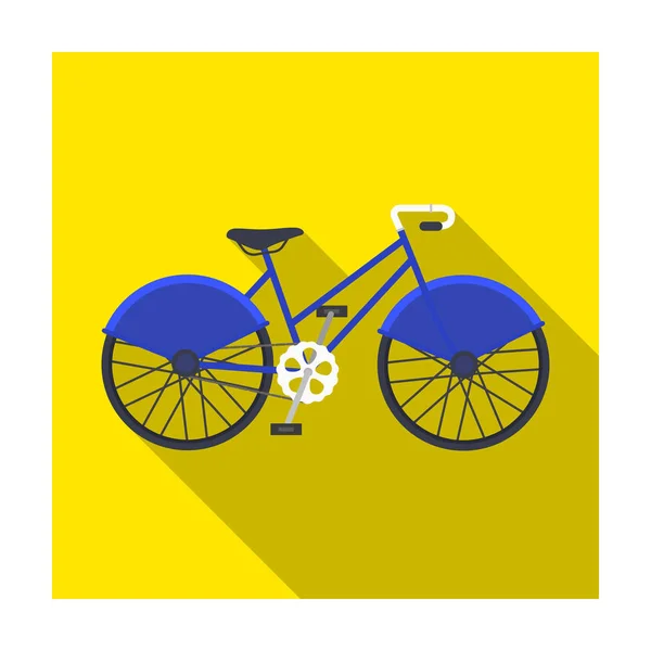 Bicicleta a pie con grandes escudos y curvas de conducción. Transporte económico.Diferentes Bicicleta icono único en el estilo plano vector símbolo stock ilustración . — Vector de stock