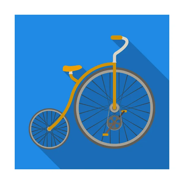 Ρετρό ποδήλατο. Το πρώτο ποδήλατο. Τεράστια και μικρό τροχό. Διαφορετικό εικονίδιο ενιαίο ποδήλατο σε επίπεδη στυλ διάνυσμα σύμβολο μετοχής εικονογράφηση. — Διανυσματικό Αρχείο