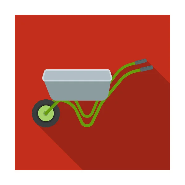Ruční vozík s jedním kolem. Kolečko pro přepravu zboží po zahradě. Zemědělské a zahradnické jednu ikonu v plochý vektorové ilustrace burzovní symbol. — Stockový vektor