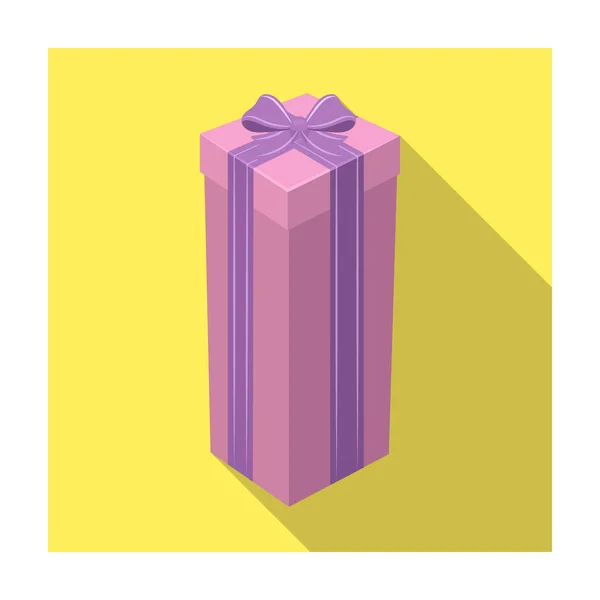 Una caja de regalo alta, para un regalo alto y estrecho.Regalos y certificados icono único en el estilo plano vector símbolo stock ilustración . — Vector de stock