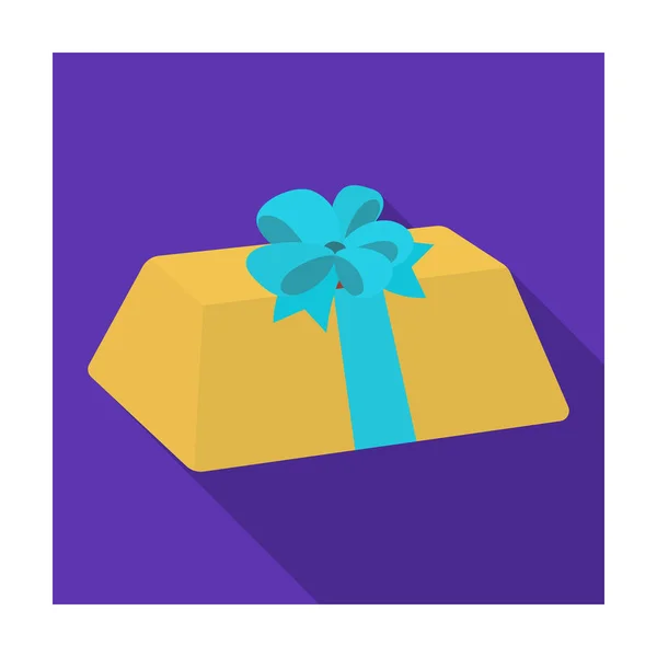 A flesh-colored gift with a red bow. Sweet present.Gifts and Certificates single icon in flat style vector symbol stock illustration. — Stock Vector