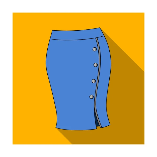 Modrá montáž sukně s štěrbinou a tlačítka. Část přísná pracovní styl oblečení. Ženy oblečení jednu ikonu v plochý vektorové ilustrace burzovní symbol. — Stockový vektor